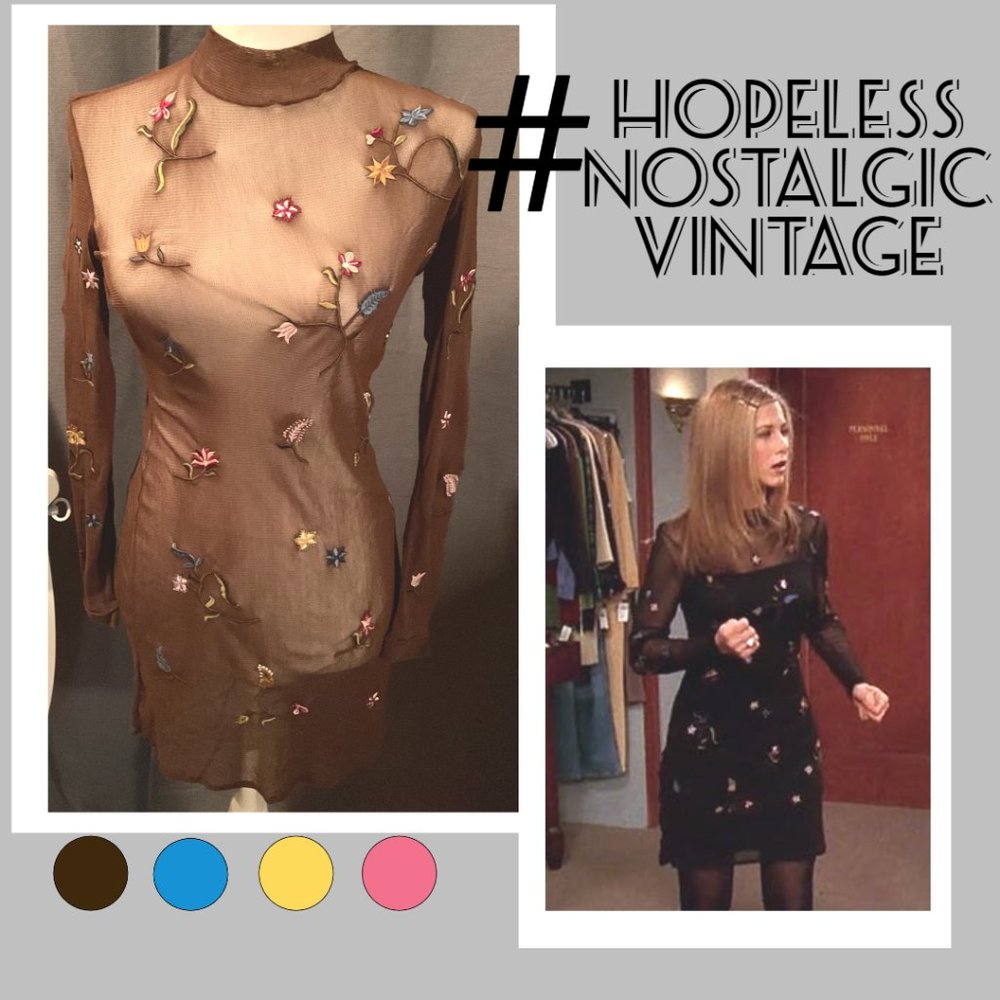 Mesh Vivienne Tam mock neck dress ASO Rachel Green